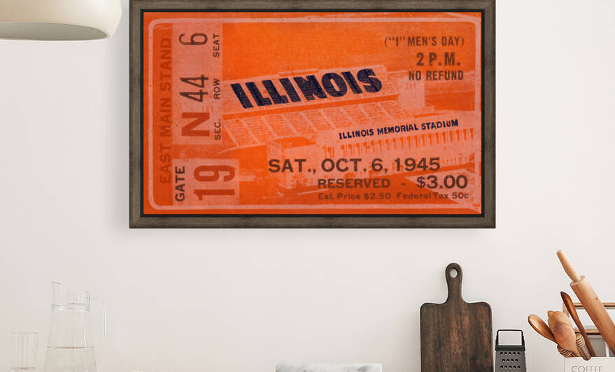 1945 Illinois Illini Football Ticket Stub Remix Art by Row One Brand