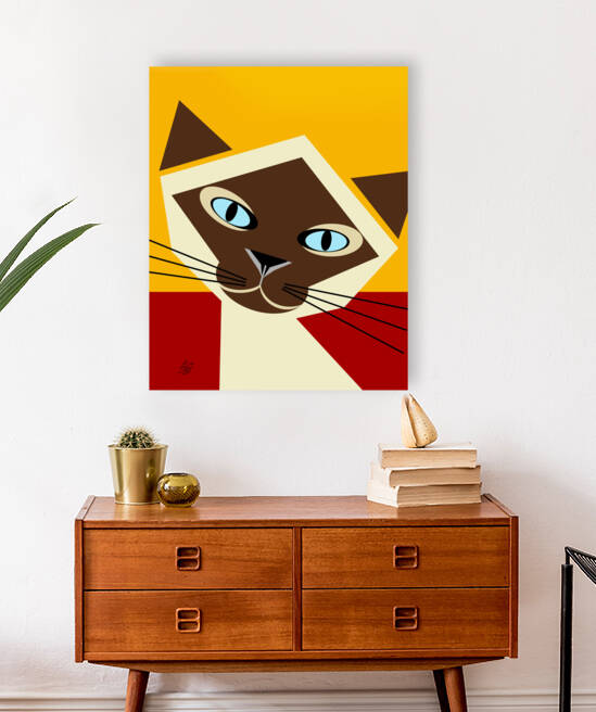 Stylized Siamese Cat Portrait by Liz Cereby