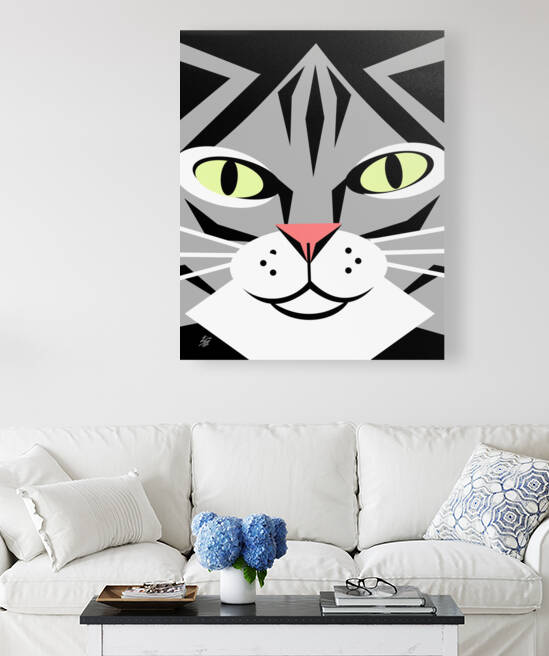 Abstract Gray tabby Cat Face by Liz Cereby