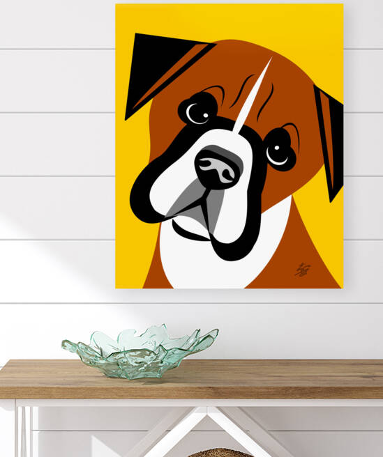 Boxer Dog Portrait by Liz Cereby