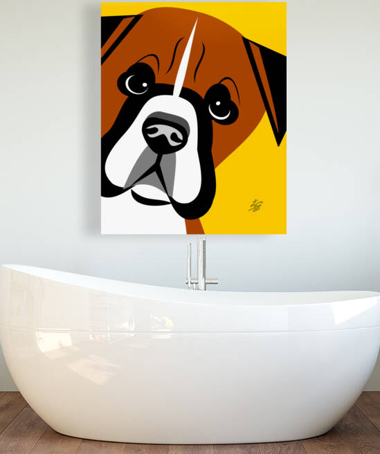 Boxer Dog Close Cropped Portrait by Liz Cereby