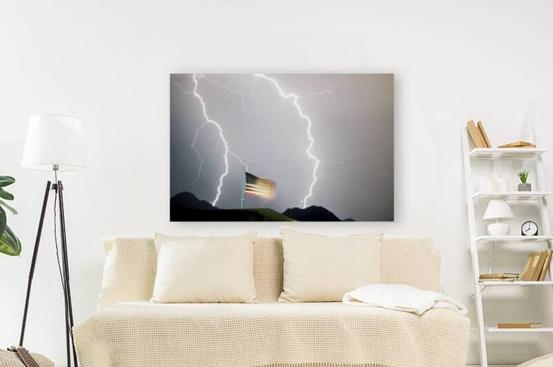 USA Flag and Lightning by Bo Insogna