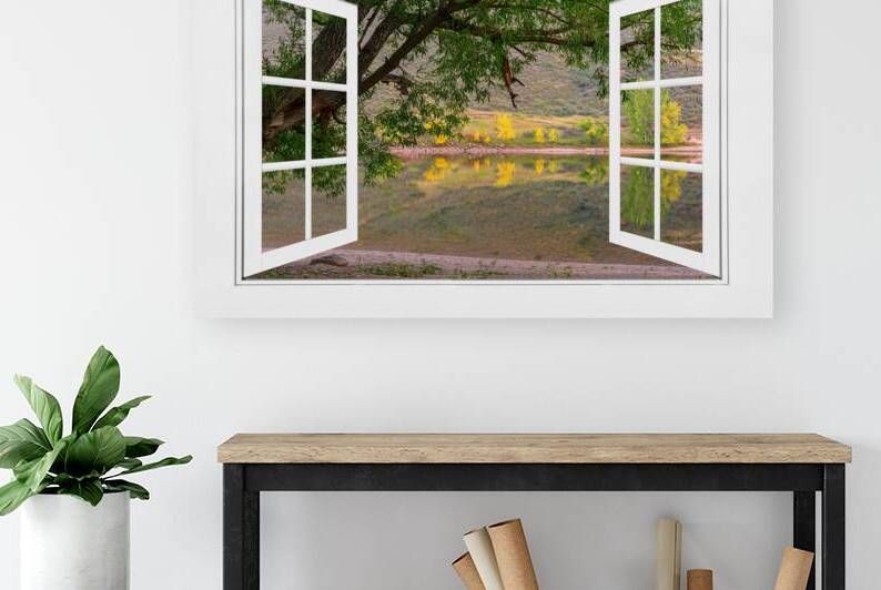 Autumn Season Lakeside  Open White View by Bo Insogna