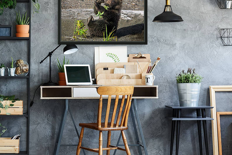 Lake Clark Bear Cub Playing with Leaves  by Kara Capaldo Photography