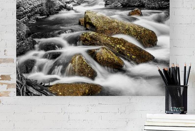 Cascading Water and Rocky Mountain Rocks BWSC by Bo Insogna