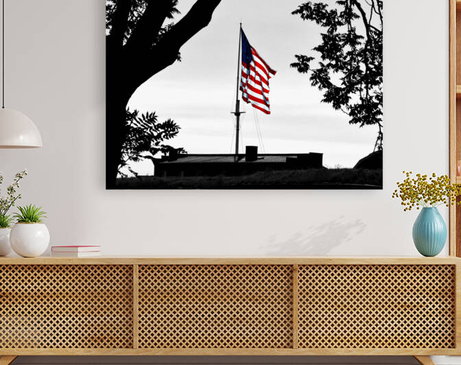 Colorful Flag over a B&W Fort McHenry by Bill Swartwout Photography