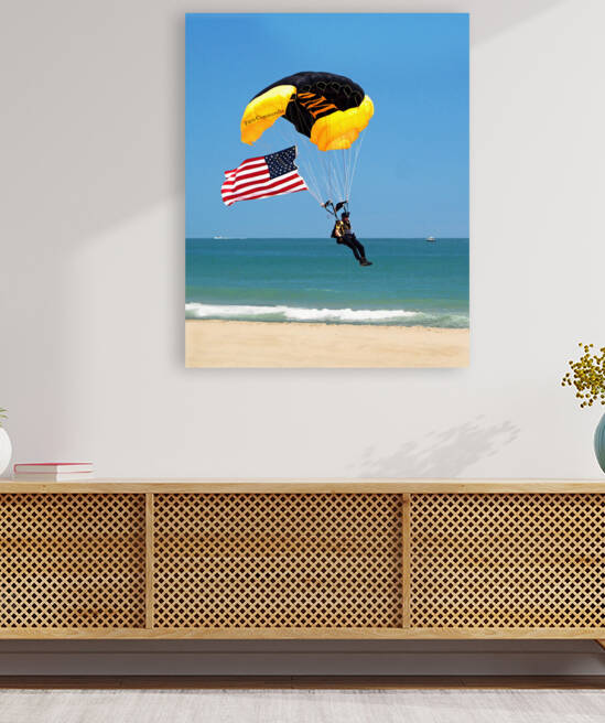 Patriotic Beach Landing with an American Flag by Bill Swartwout Photography