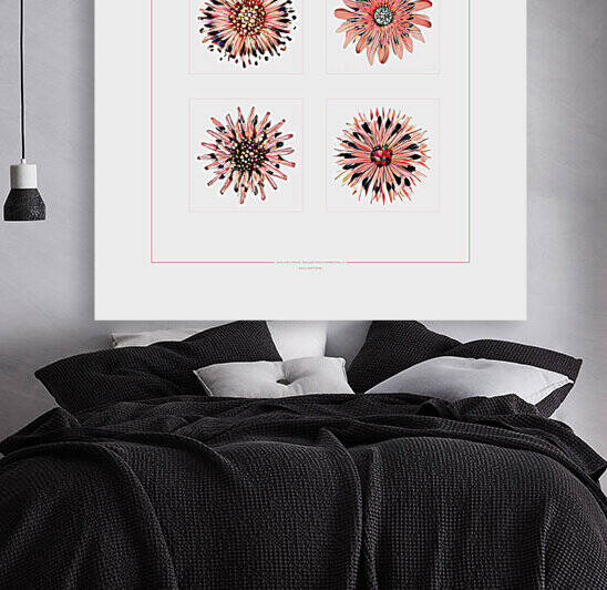 Starburst 2x2   Salmon Rouge and Charcoal 6 by Peter Ballantyne