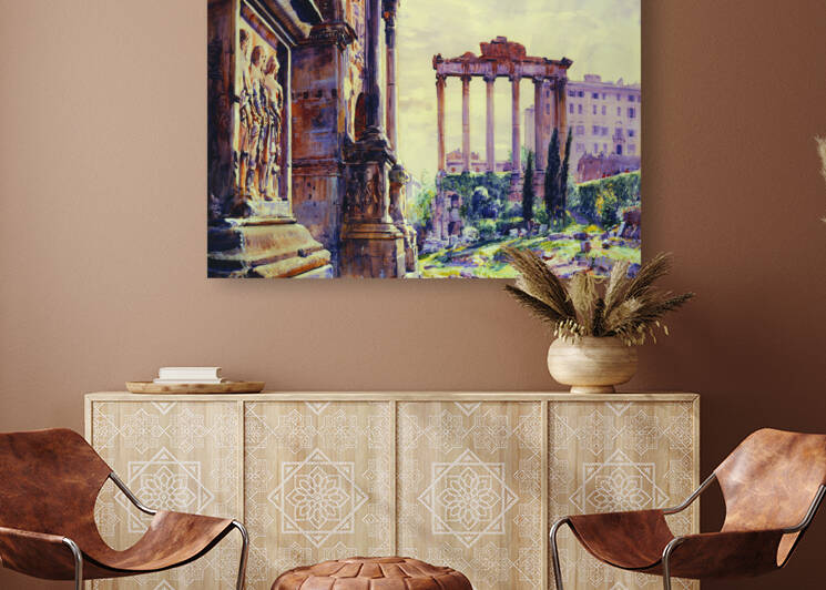 Arch of Severus and Temple of Saturn Rome by George Owen Wynne Apperley