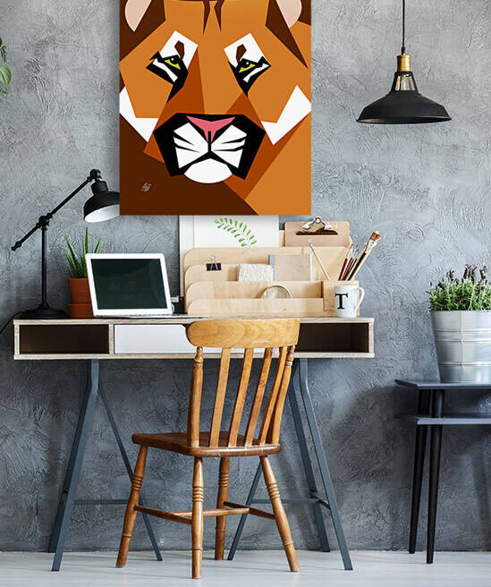 Mountain Lion Abstract Portrait by Liz Cereby