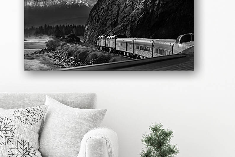 Train approaches the rocky mountains - Canada by fotojourneys