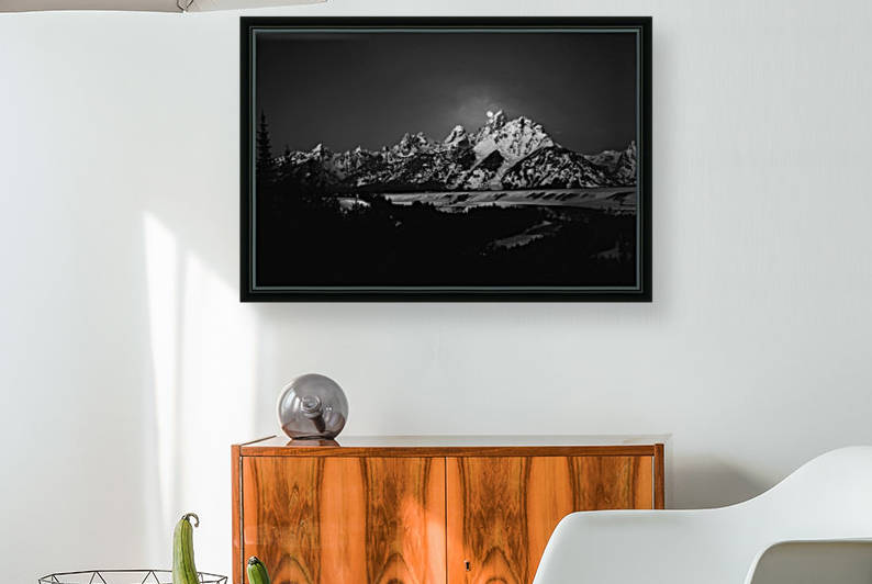 Full Moon Sets in the Teton Mountain Range by 1x