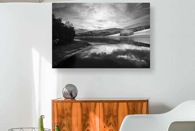 Clouds hang over a lake - Derbyshire - England by fotojourneys