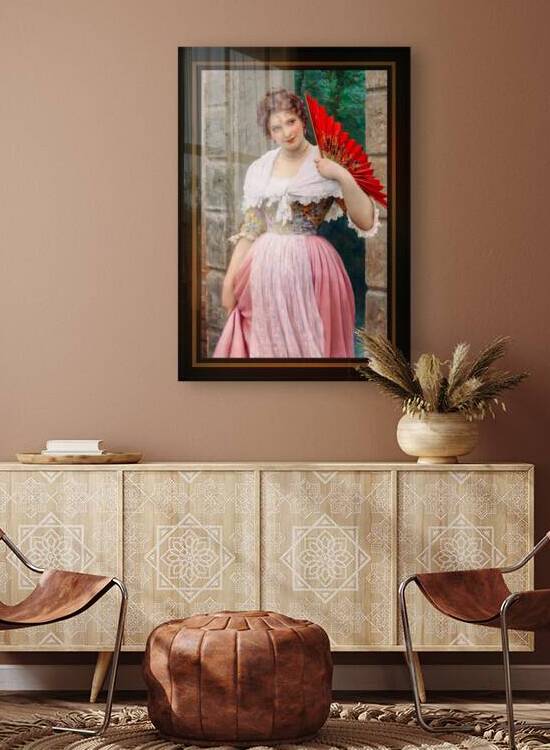A Young Lady with a Red Fan by Eugen von Blaas Remastered Xzendor7 Classical Fine Art Old Masters Reproductions by xzendor7