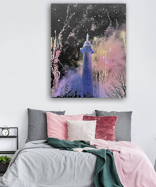 Baltimore Monument Lighting Celebration Snowy by Bill Swartwout Photography