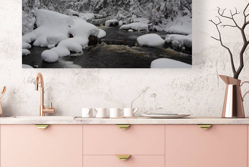 Fresh snow on Triple falls river by Dustin Carroll