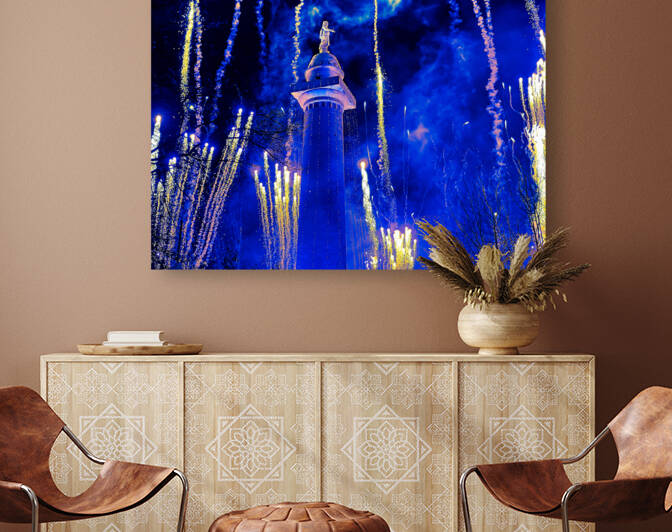 Baltimore Monument Lighting in Blue and Yellow by Bill Swartwout Photography