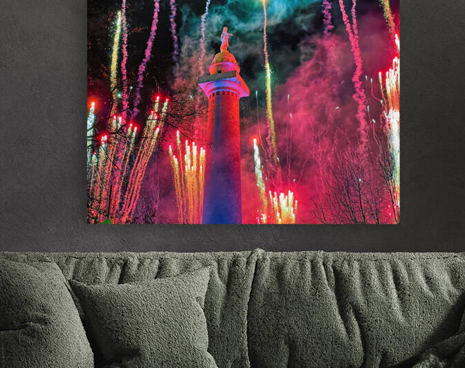 Baltimore Monument Lighting in Red by Bill Swartwout Photography