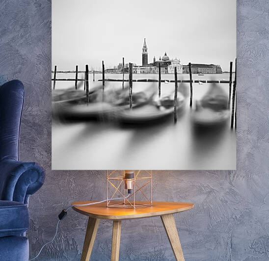 San Giorgio and Gondolas in Venice. by Stefano Orazzini