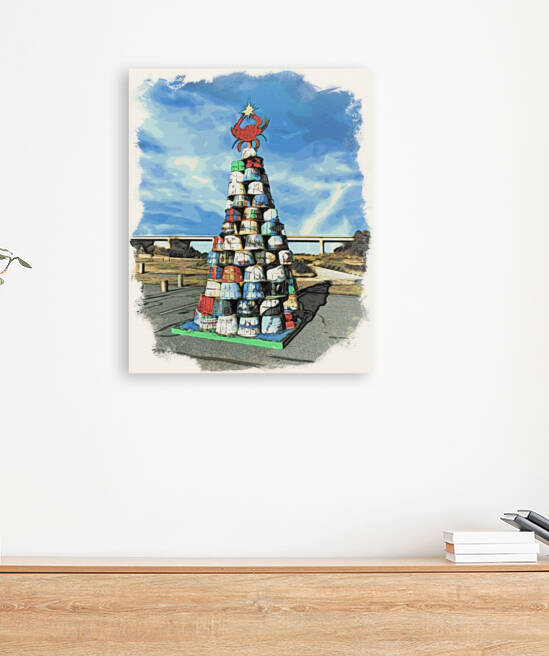 Crab Basket Christmas Tree in Watercolor by Bill Swartwout Photography