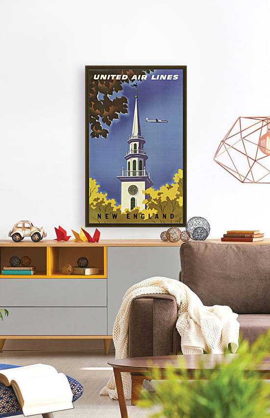 United Airlines New England Vintage Travel Poster by VINTAGE POSTER