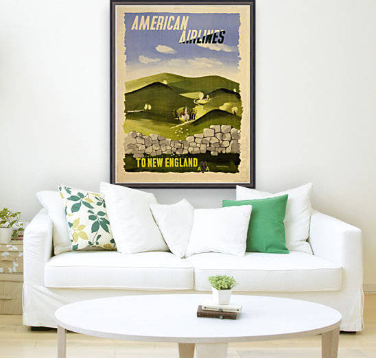 American Airlines To New England vintage travel poster by VINTAGE POSTER