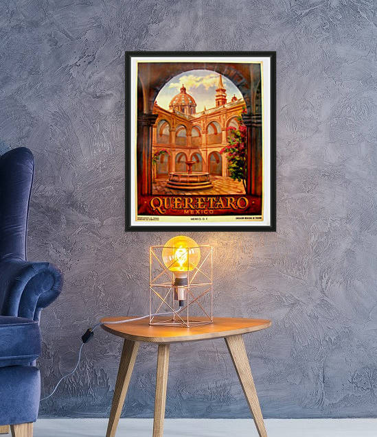 1950 original vintage art deco Queretaro Mexico travel poster by VINTAGE POSTER