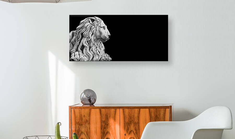 Antique lion statue  made of stone with copy space. Concept se by Paolo Modena