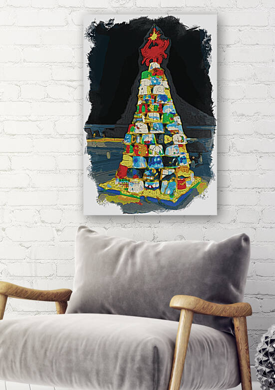 Crab Basket Christmas Tree Lights in Watercolor by Bill Swartwout Photography