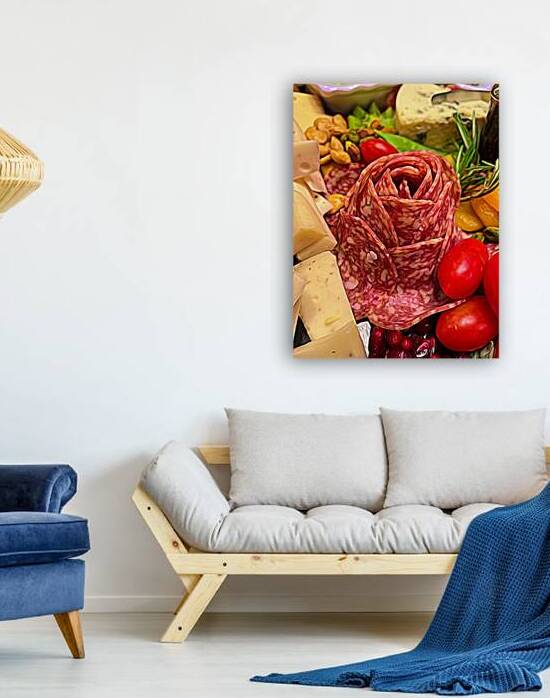 Pepperoni Rose on a Charcuterie Board Abstract by Bill Swartwout Photography