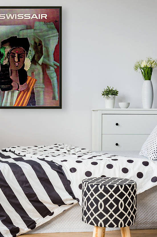 Swiss Air India Travel Art Poster by VINTAGE POSTER