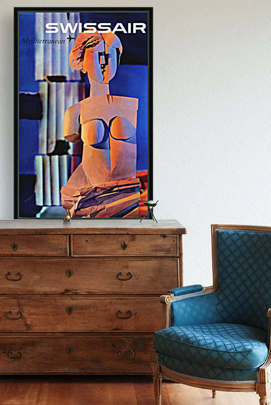 Swiss Air Mediterranean Travel Art Poster by VINTAGE POSTER