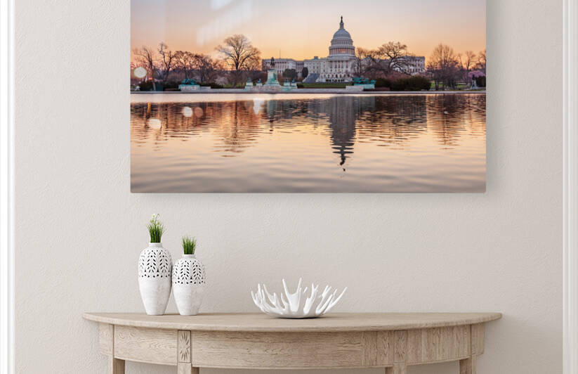 Dawn behind the dome of the Capitol in DC by Steve Heap