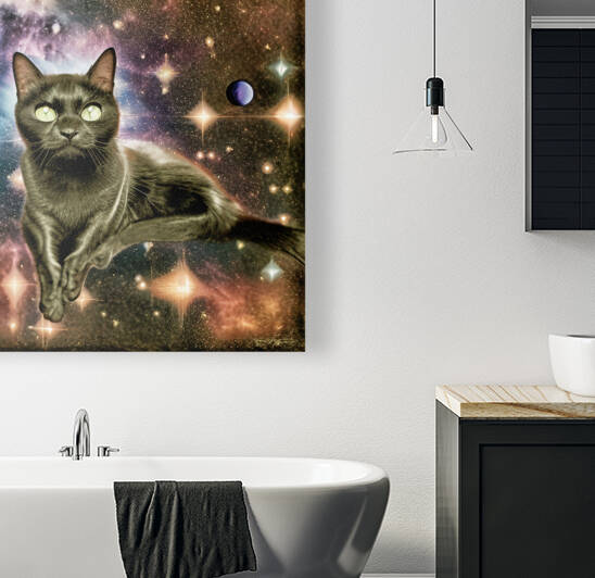 Golden Black Cat Among the Stars by Bill Swartwout Photography