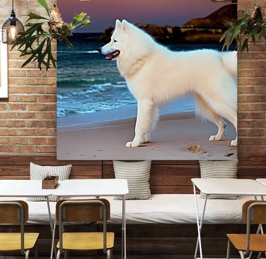 White Samoyed on the Beach by Bill Swartwout Photography