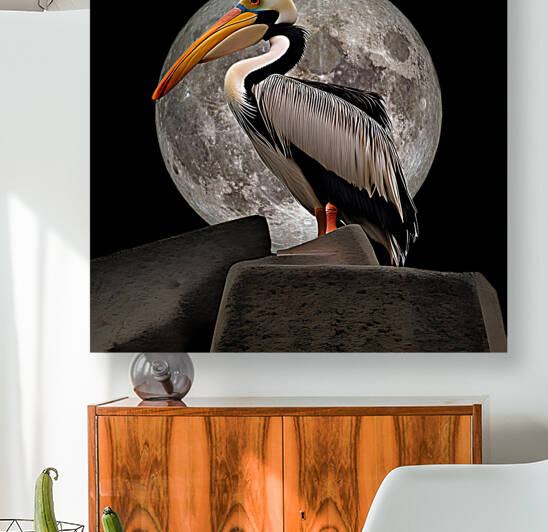 Pelican Full Moon Silhouette by Bill Swartwout Photography