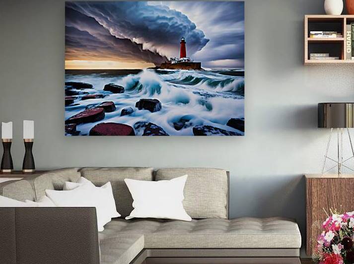 Lighthouse in a Storm AI Creation by Bill Swartwout Photography