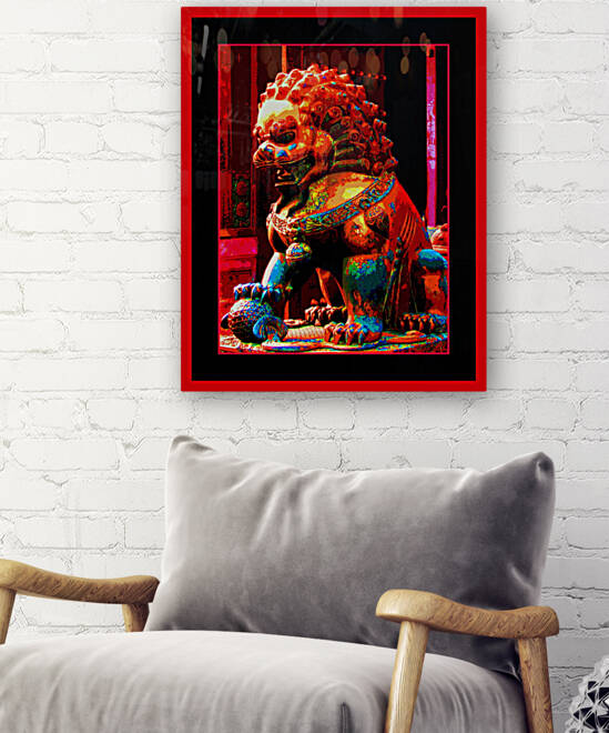 GUARDIAN LION IN THE FORBIDDEN CITY - BEIJING CHINA by LES MAYERS 