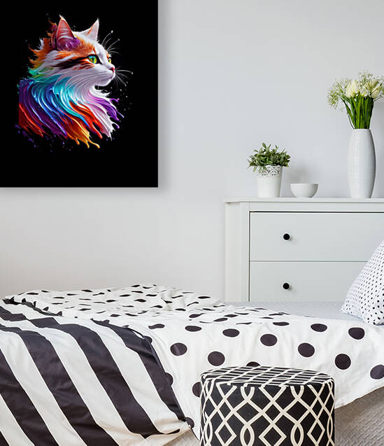 Painting of an Adorable Kitty Cat in a Bright and Fun Abstract Portrait by Stefano Senise Photography