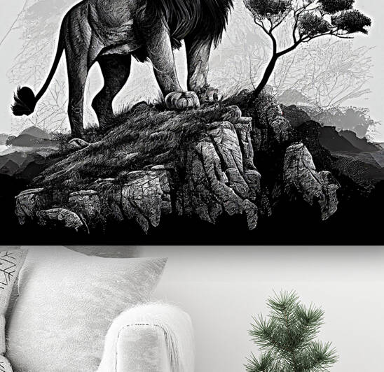 Lion wall art black and white by Goldfishwallart
