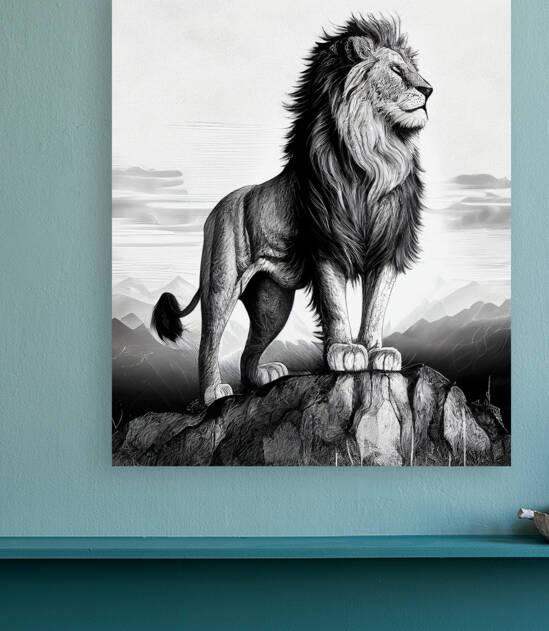 Lion wall art black and white  by Goldfishwallart