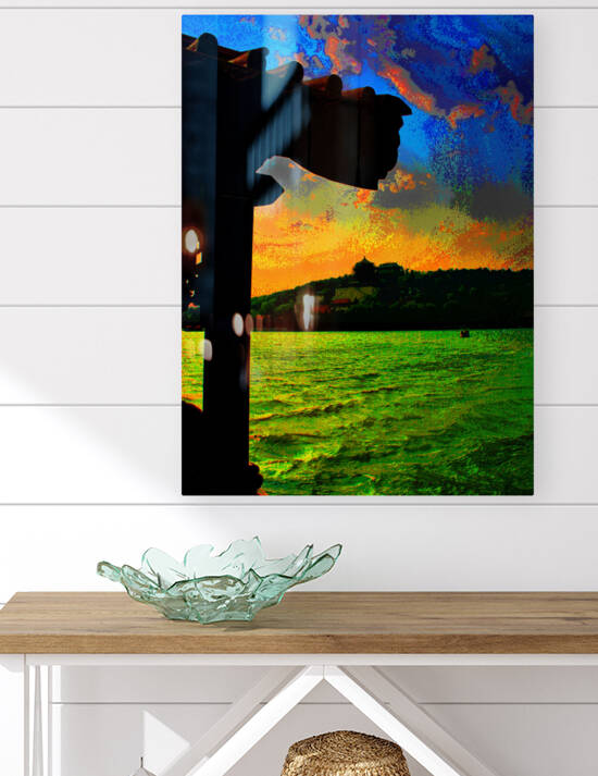 DRAGON BOATS AT SUNSET - THE SUMMER PALACE IN BEIJING CHINA by LES MAYERS 