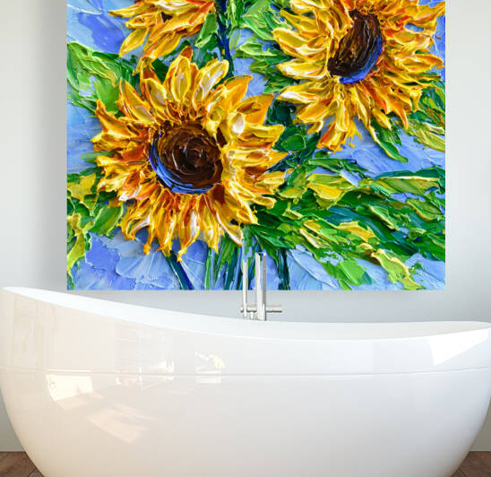 sunflowers on blue by Olga Tkachyk