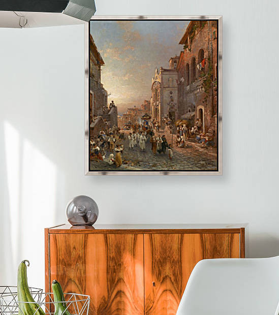 People in the market streets by Franz Richard Unterberger