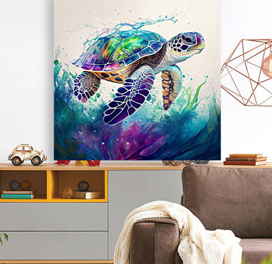 Turtle watercolor painting Beautiful and magical by Goldfishwallart