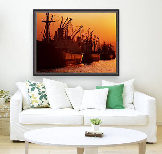 Shipping Freighters At Sunset by PacificStock