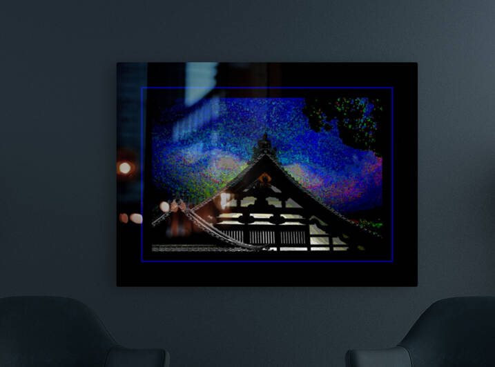 A JAPANESE ROOF TOP AT NIGHT by LES MAYERS 
