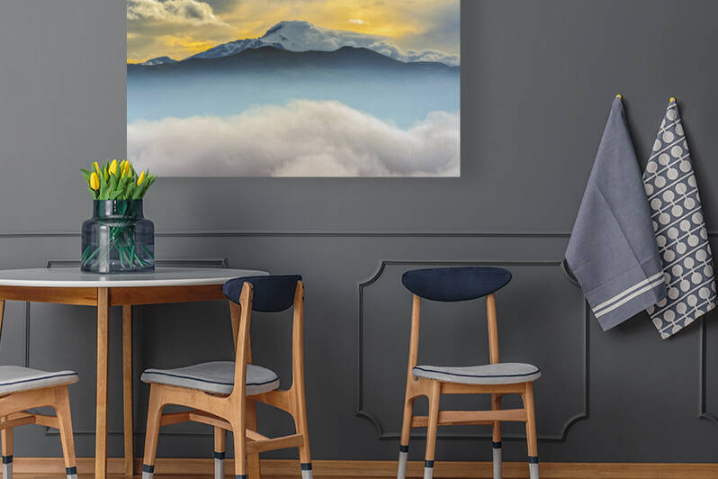 Cloud bank and sunrise on the Cayambe volcano by Henri Leduc