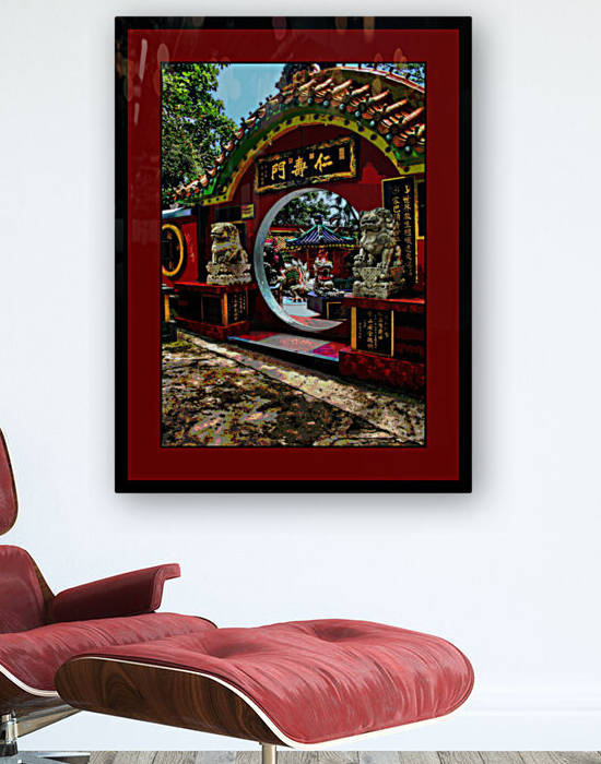 ENTRANCE TO TIN HAU TEMPLE AT REPULSE BAY HONG KONG by LES MAYERS 