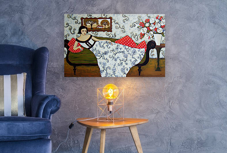 Reclining Woman With Ivory Roses by Karen Rieger